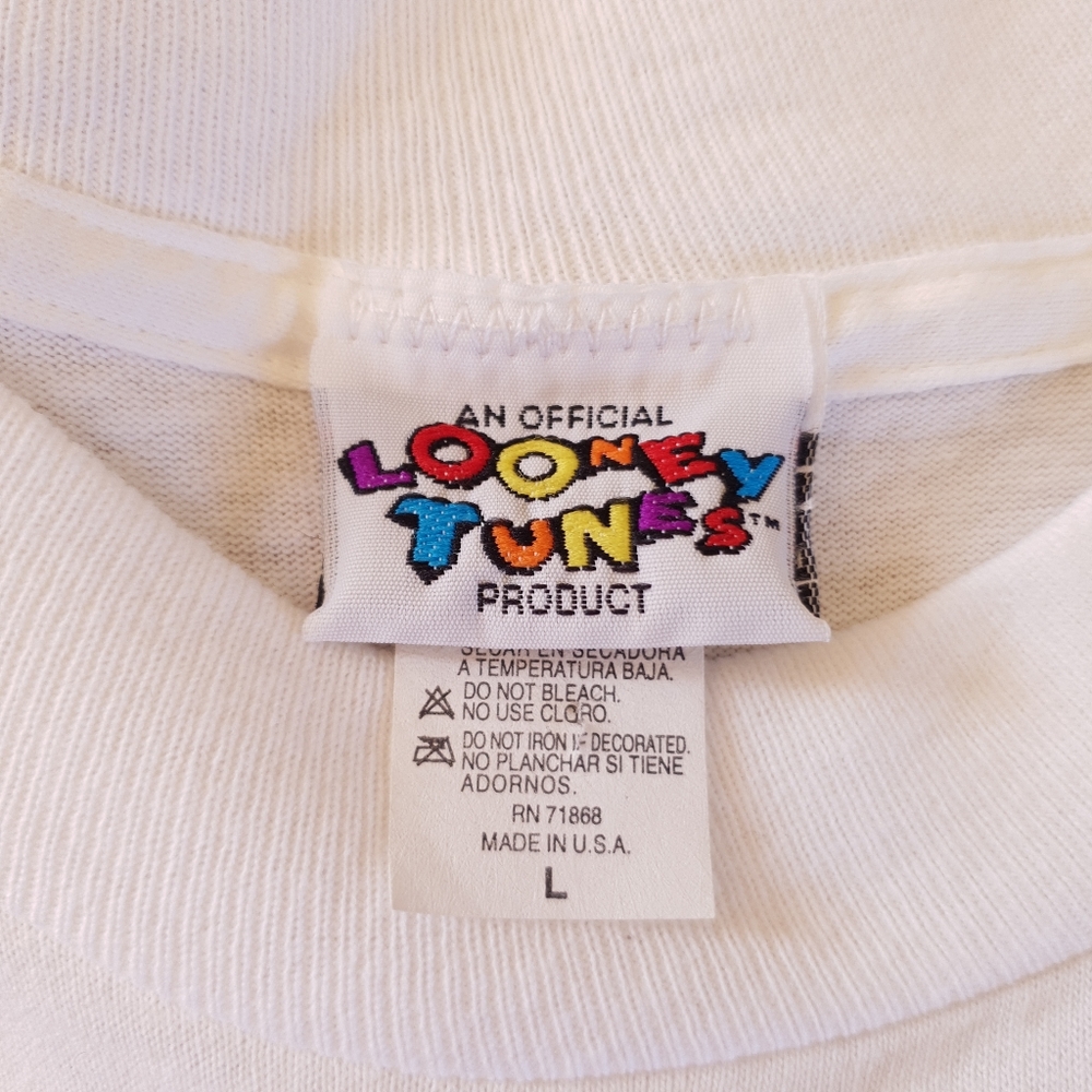 Looney Tunes Vintage 1995 AOP Sylvester Tweety Bird Cartoon Get A Life Tee Large - Picture 12 of 14